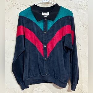 Vintage Jessica Scott Sport Velour Pullover Navy size Small
